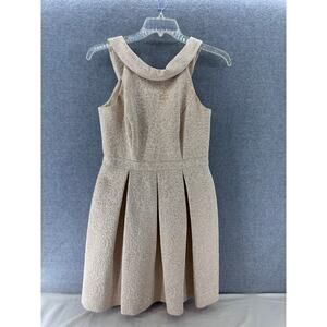 David's Bridal Women's sz 10 Gold & Cream Fit & Flare Dress Bridesmaids Dress